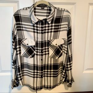SANCTUARY Black White Flannel Shirt